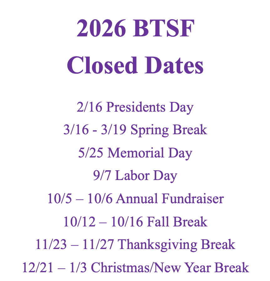 BTSF 2026 Dates closed